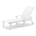 Lue Bona Outdoor Chaise Lounge, Hdps Material, 3-Year Warranty, Patio Lounge Chair With Adjustable Backrest, Resin Pool Lounge Chairs With Wheels For Outside, Poolside, Beach, Backyard, Garden, White