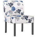 vidaXL Blue Floral Patterned Upholstered Slipper Chair, Modern Style Decorative Lounge Chair with Durable Fabric, Sturdy Frame and Comfortable Padding