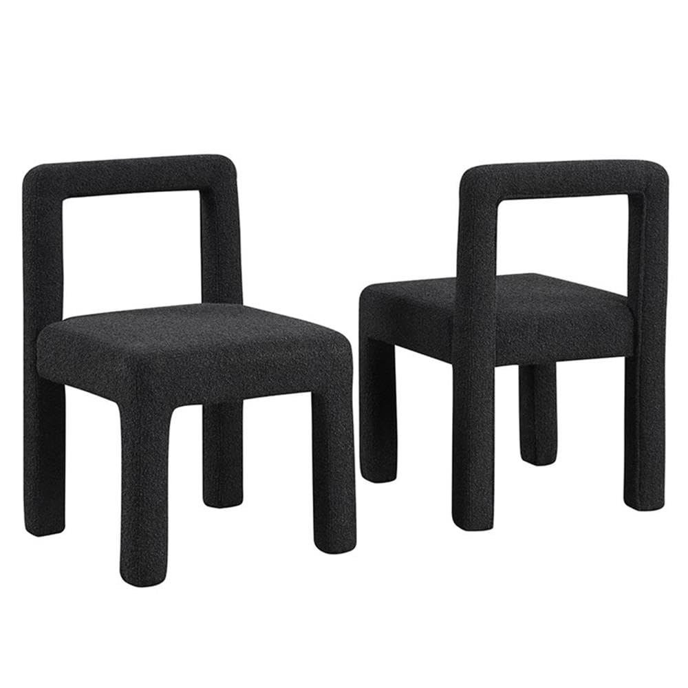 Best Master Furniture Celeste Black Boucle Dining Chairs (Set Of 2)