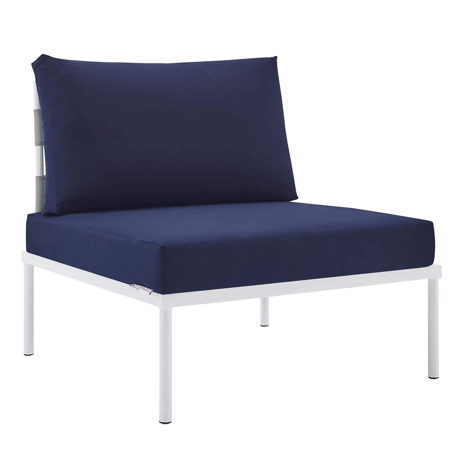 Modway Harmony Sunbrella® Outdoor Patio Aluminum Armless Chair in Gray Navy