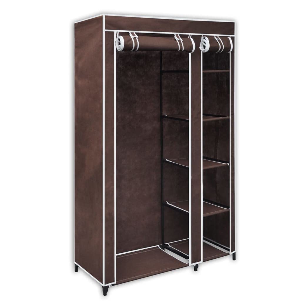 vidaXL Modern Brown Fabric Wardrobe - Foldable, Easy Assembly, Clothes Protection, with Steel Tubes, Portable Storage Solution for Bedroom, Attic, Camping