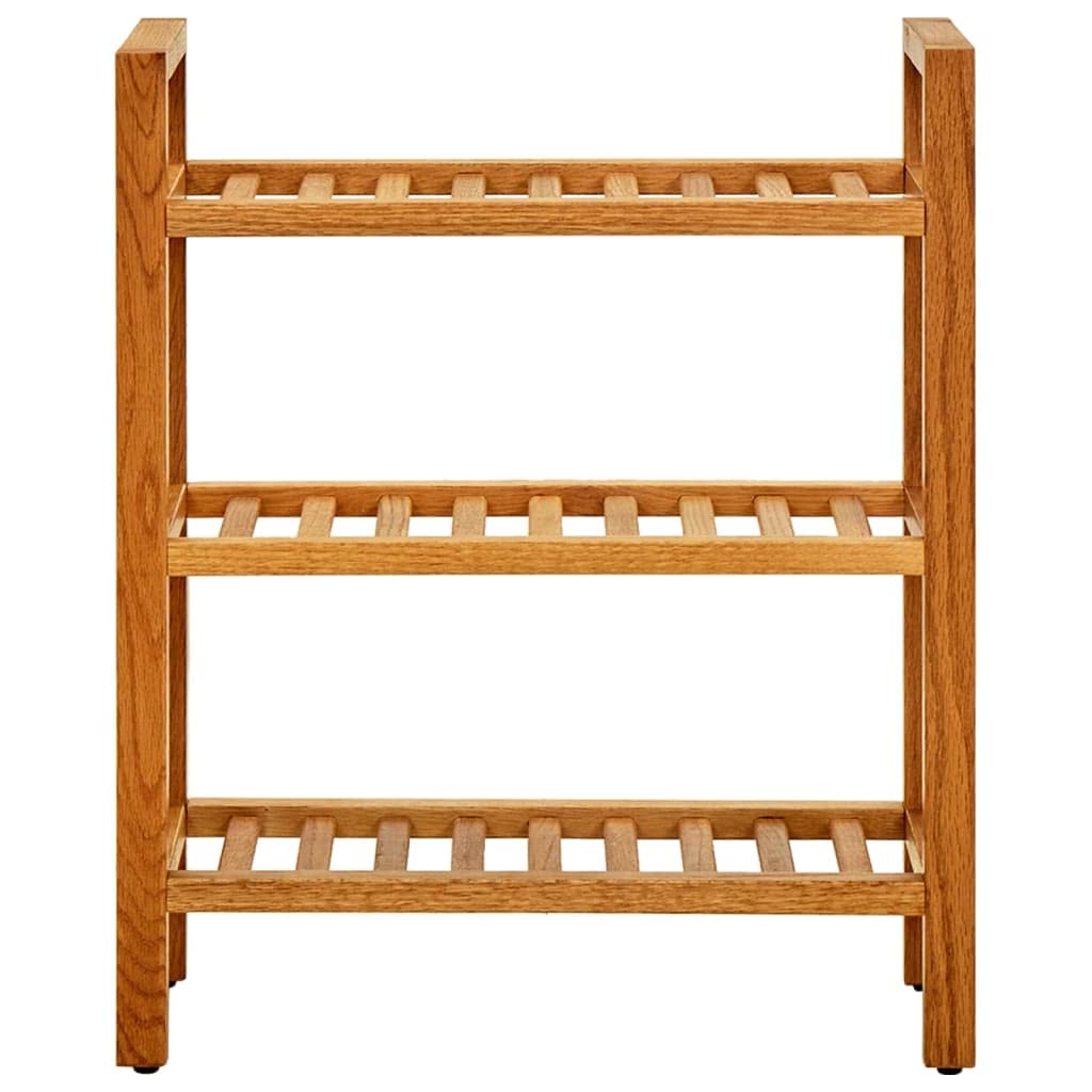 vidaXL Farmhouse Style Shoe Rack, 3-Shelves Storage Solution, Compact and Portable Design, Solid Oak Wood, Brown, 19.7&quot;x10.6&quot;x23.6&quot;