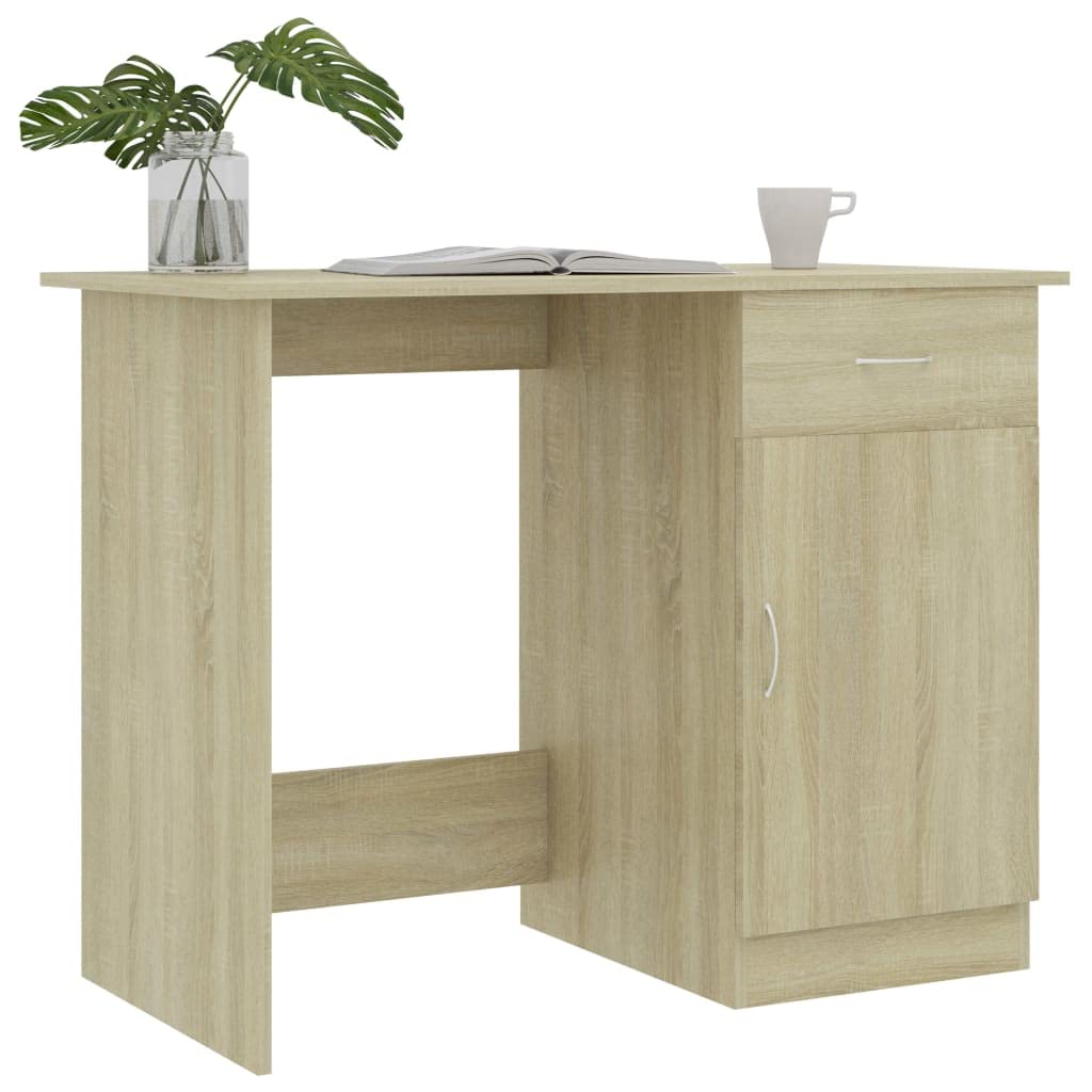 vidaXL Desk - Modern Engineered Wood Study and Work Desk with Durable Storage Space - Sonoma Oak Finish - 39.4x19.7x29.9 Size - Ideal for Office, Dorm