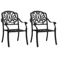 Patio Chairs 2 pcs Cast Aluminum Black