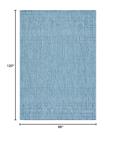 Safavieh Courtyard Collection 8' X 10' Aqua/Navy Cy8235 Indoor/ Outside Waterproof Easy Cleansingpatio Backyard Mudroom Area Mat