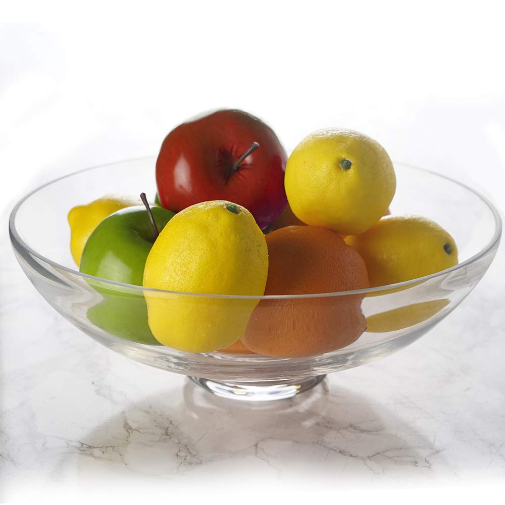 Cys Excel Glass Decorative Footed Bowl (H:4.5'' D:12'') | Fruit Display Bowl | Terrarium Bowl | Compote Vase Kitchen Table Cente
