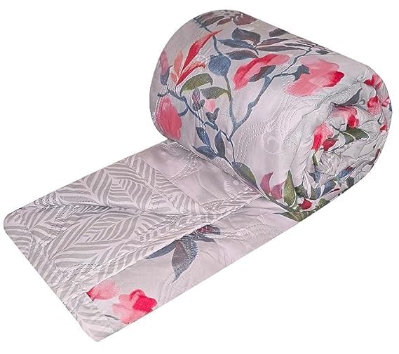 LRSDAA GSM Cotton Reversible Lightweight Printed Double Bed AC Dohar Blanket Quilt (Cream, Double Bed)