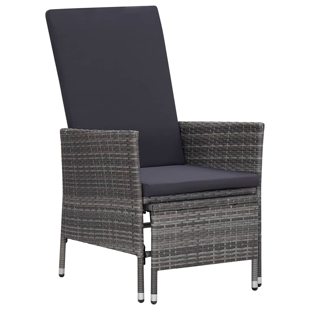 vidaXL Patio Furniture Set 3 Piece, Patio Conversation Set with Cushions, Wicker Chairs with Table for Garden, Scandinavian, Poly Rattan Gray