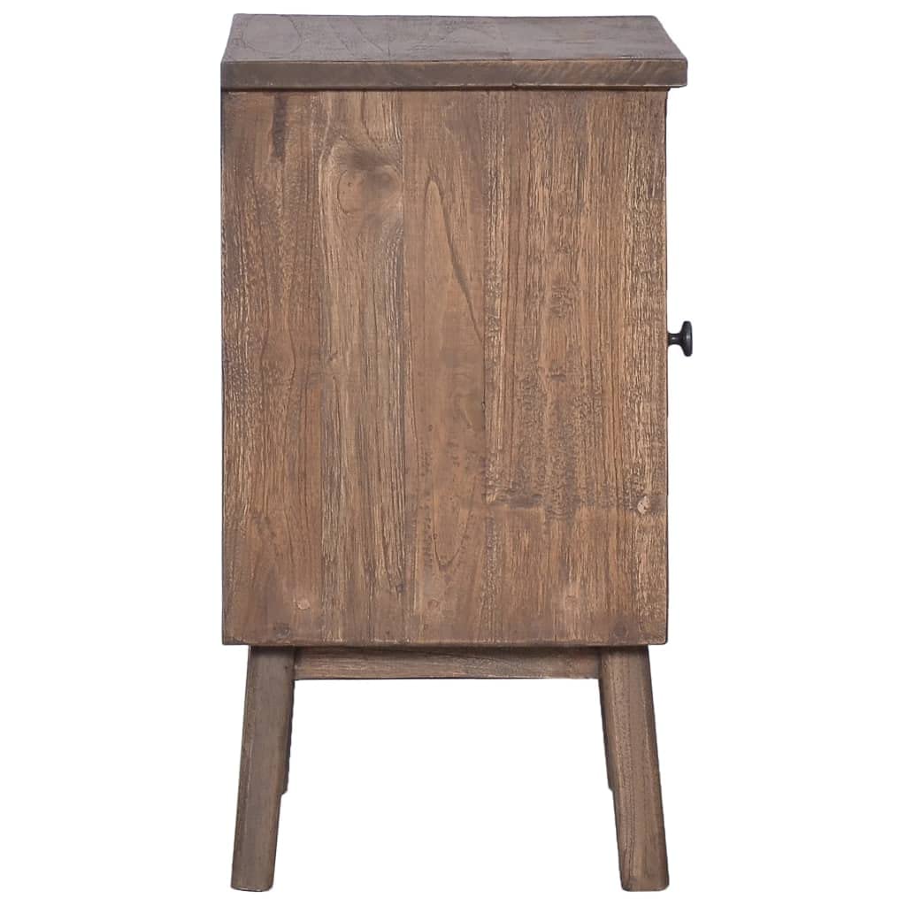 vidaXL Solid Teak Wood Bedside Cabinet - Rustic Colonial-Style Nightstand with Spacious Storage, Natural Finish, Easy Assembly