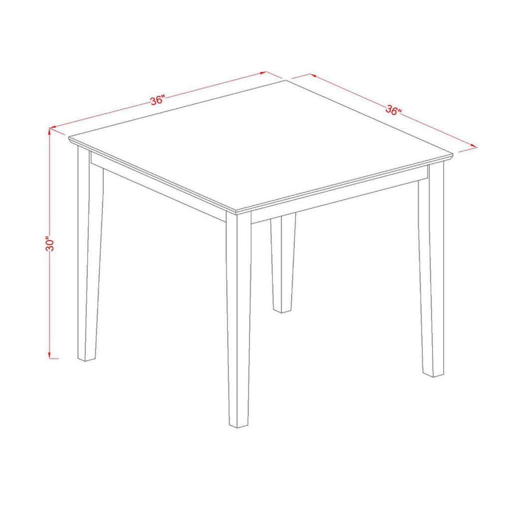 East West Furniture OXLG5-LWH-W 5 Piece Room Set Includes a Square Kitchen Table and 4 Dining Chairs, 36x36 Inch
