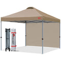 Mastercanopy Durable Ez Pop-Up Canopy Tent With 1 Sidewall (10'X10',Khaki)