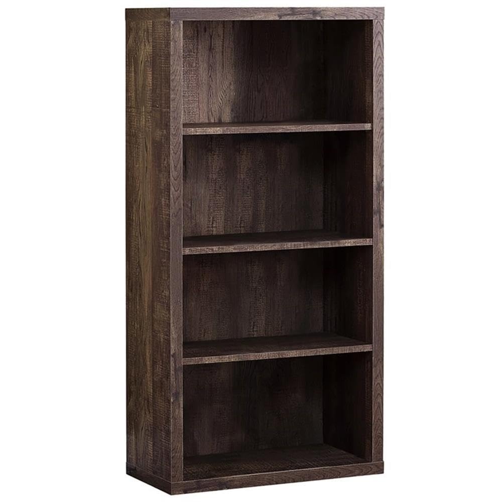 Monarch Specialties Bookcase - Sturdy Etagere with 3 Adjustable Book Shelves - 48”H (Cappuccino)