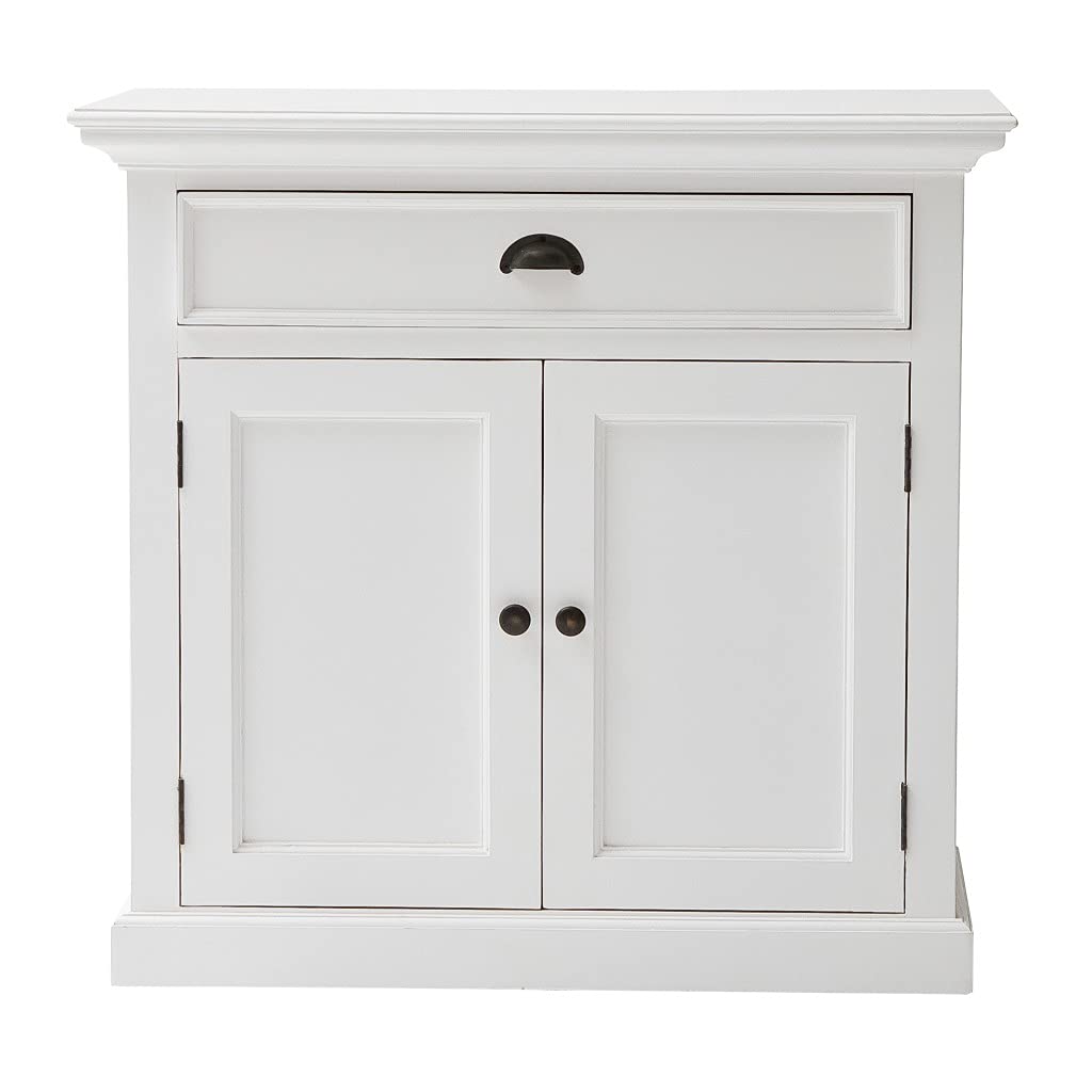 HomeRoots Mahogany, Medium-Density Fibreboard (MDF) Modern Farmhouse White Accent Cabinet