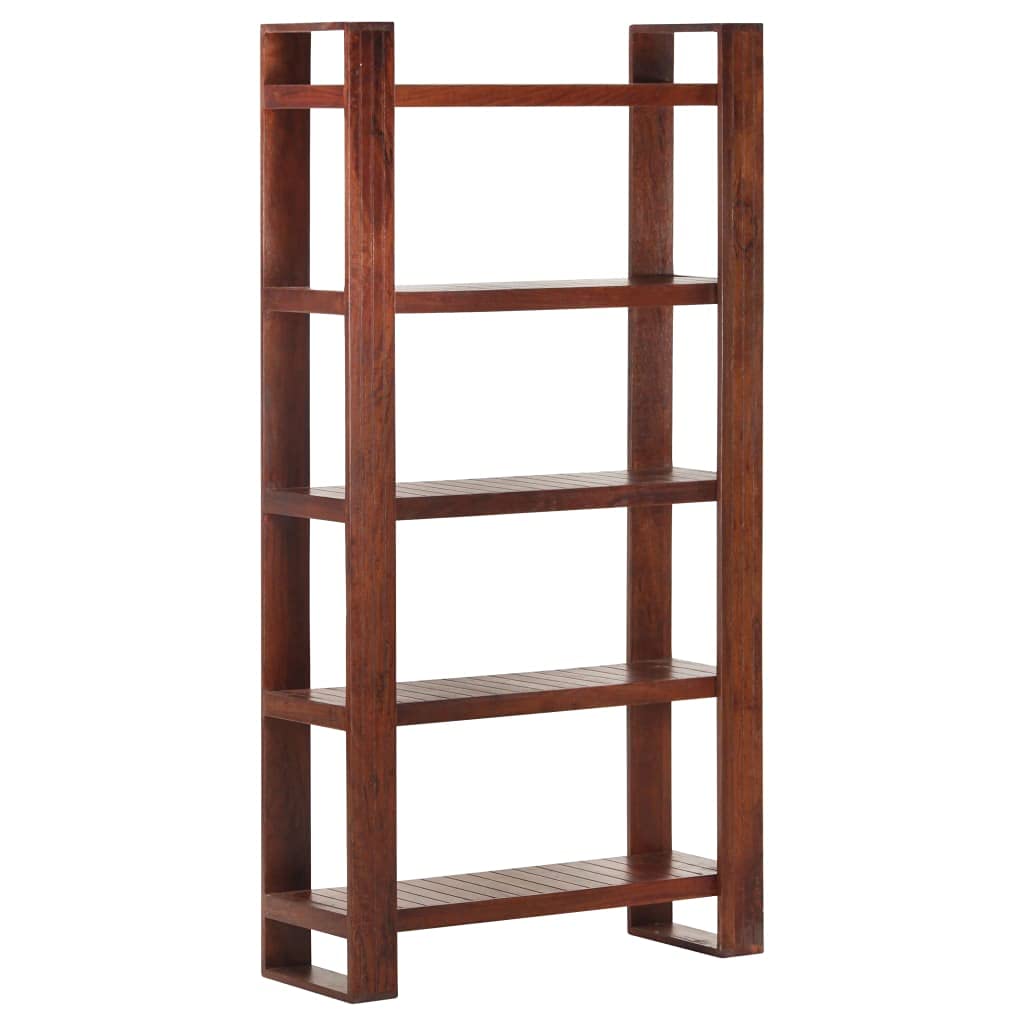 vidaXL Solid Acacia Wood Book Cabinet - Farmhouse-Style Design, 5-Shelf Storage, Honey Brown Finish, Durable and Eye-catching, Perfect for Living Room, Office, Measurements: 33.5&quot; x 11.8&quot; x 65.4&quot;