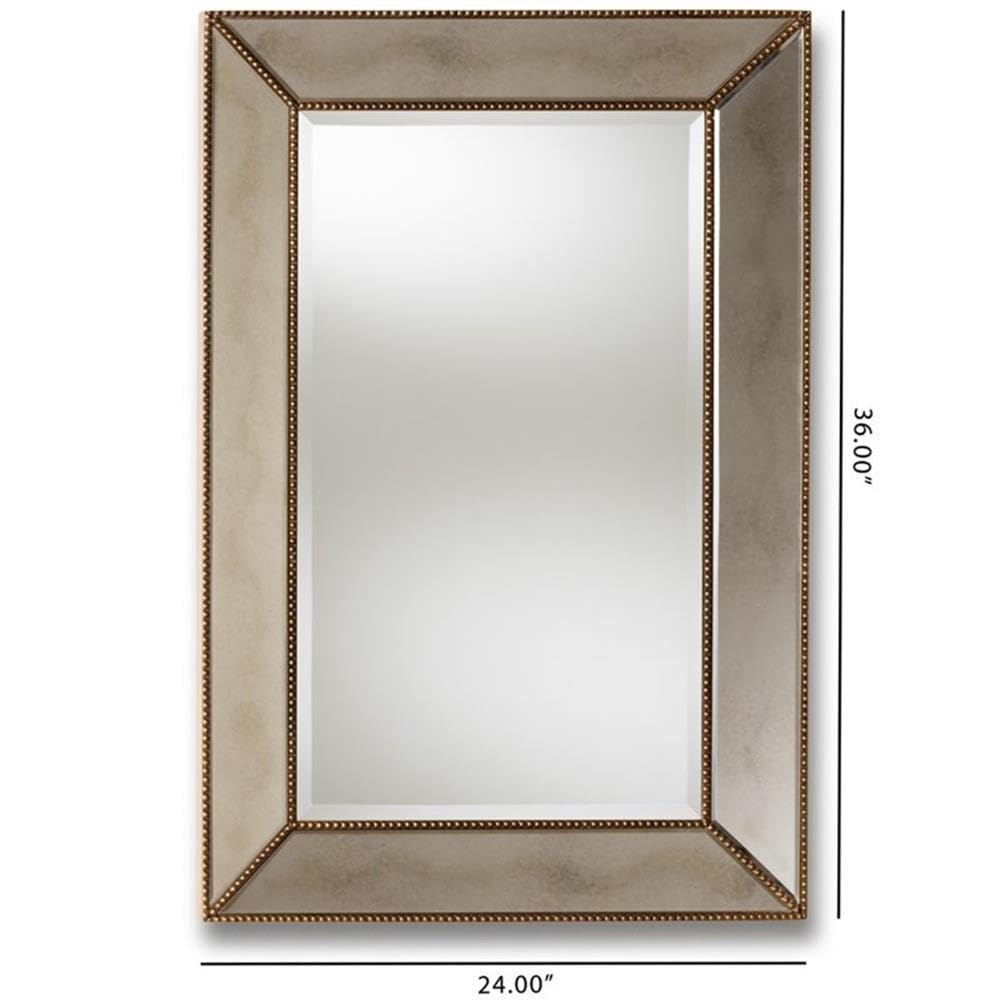 Baxton Studio Neva Modern and Contemporary Antique Gold Finished Rectangular Accent Wall Mirror