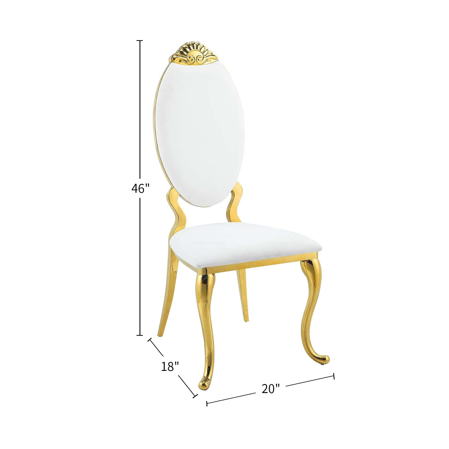simple relax White and Gold Set of 2 Side Chair Finish