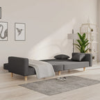 vidaXL 2-Seater Dark Gray Fabric Sofa Bed - Convertible Loveseat with Pillows for Living Room, Dorm, Apartment, Modern Design Sleeper Couch