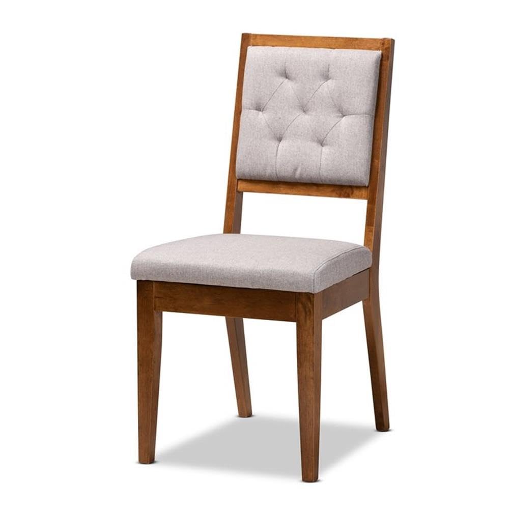 Baxton Studio Suvi Modern and Contemporary Grey Fabric Upholstered and Walnut Brown Finished Wood 5-Piece Dining Set