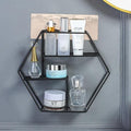 Fayleeko Hexagonal Wall Mounted Metal Floating Shelf, 3Tier, Black