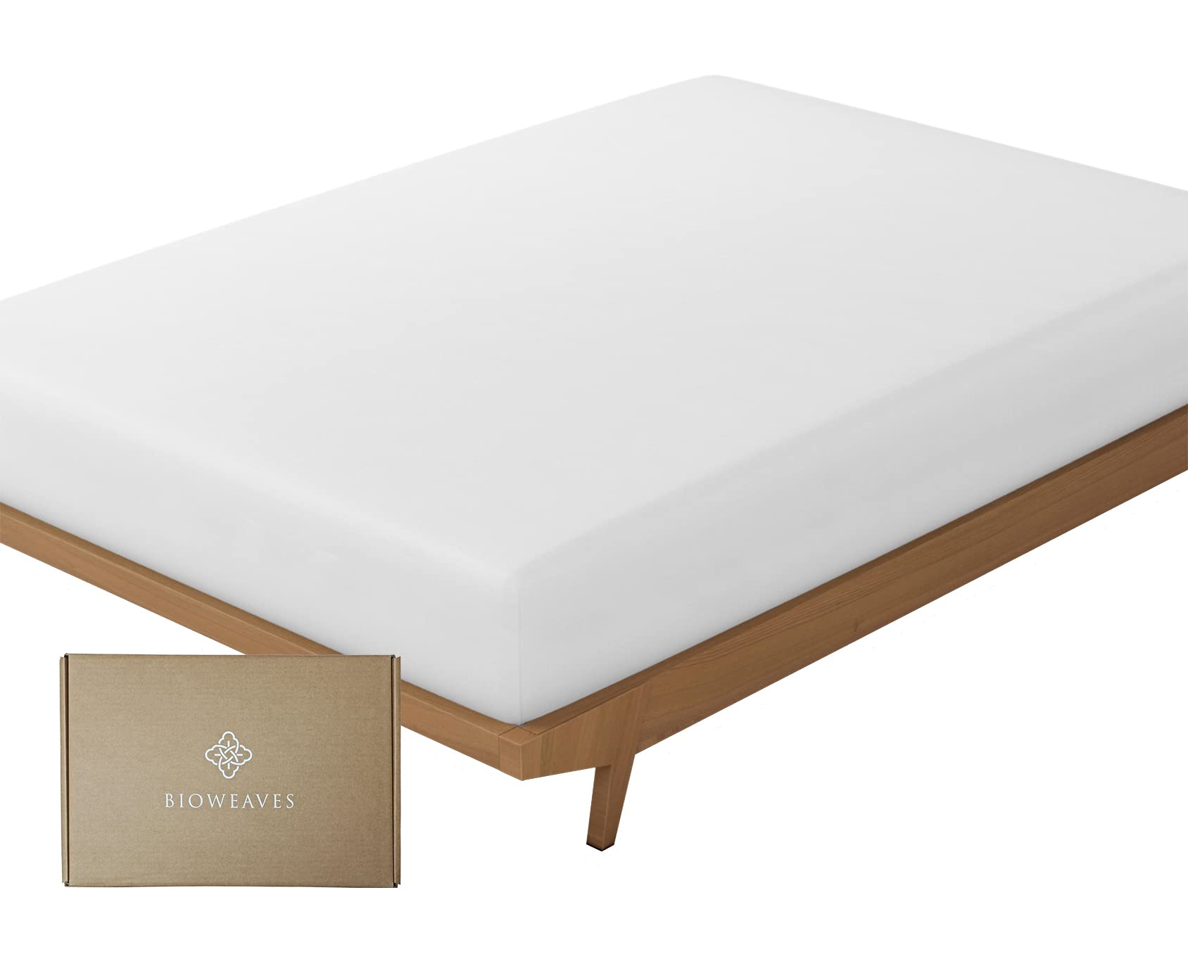 Bioweaves 100% Organic Cotton 1 King Size Fitted Sheet Only | 300 Thread Count Sateen Weave Gots Certified With Deep Pocket - Wh