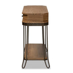 Baxton Studio Brown Wood and Black Finished Metal 3-Drawer Console Table
