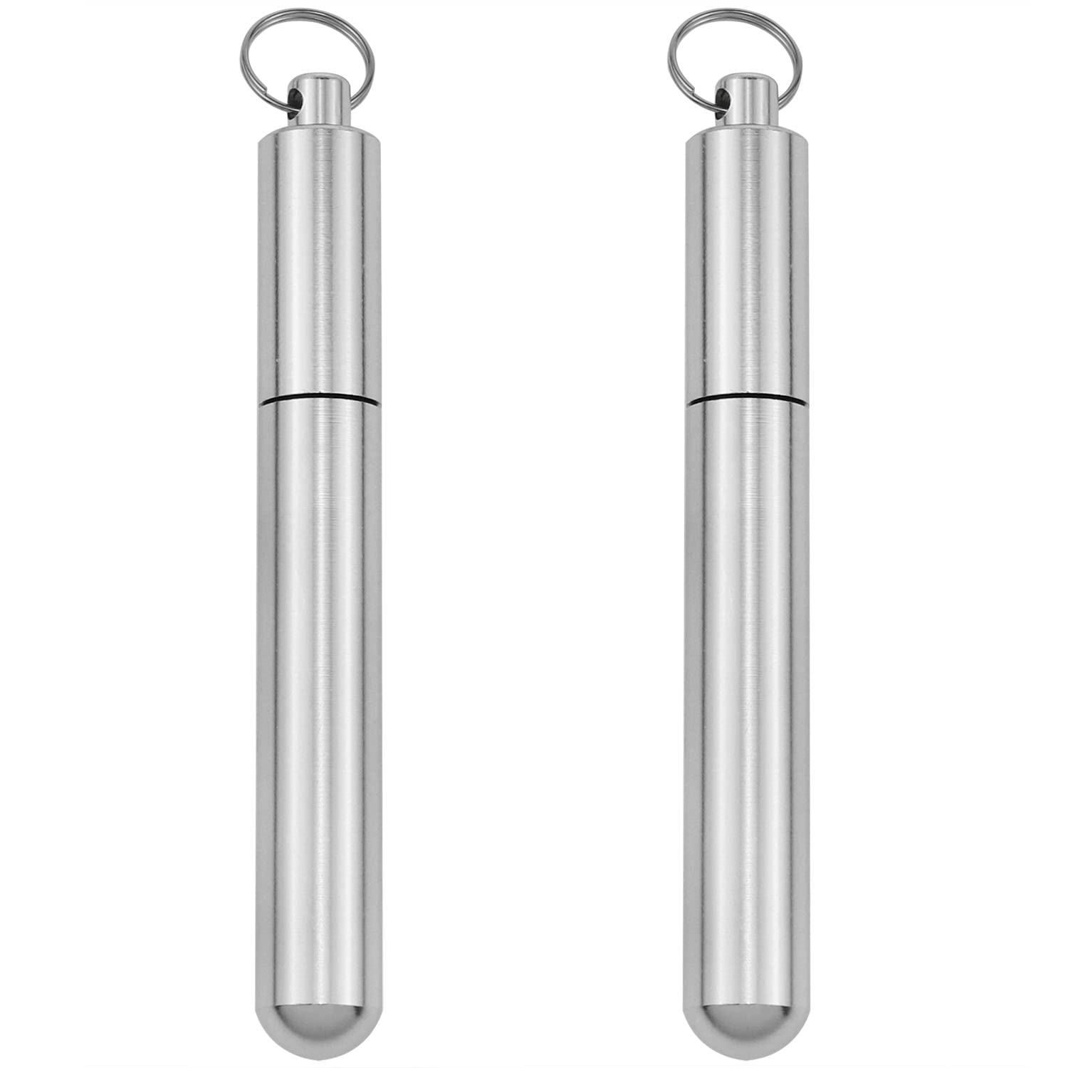 Haidong Portable Toothpick Box with Keychain, Metal Toothpick Holder for Outdoor Travel (2pcs)