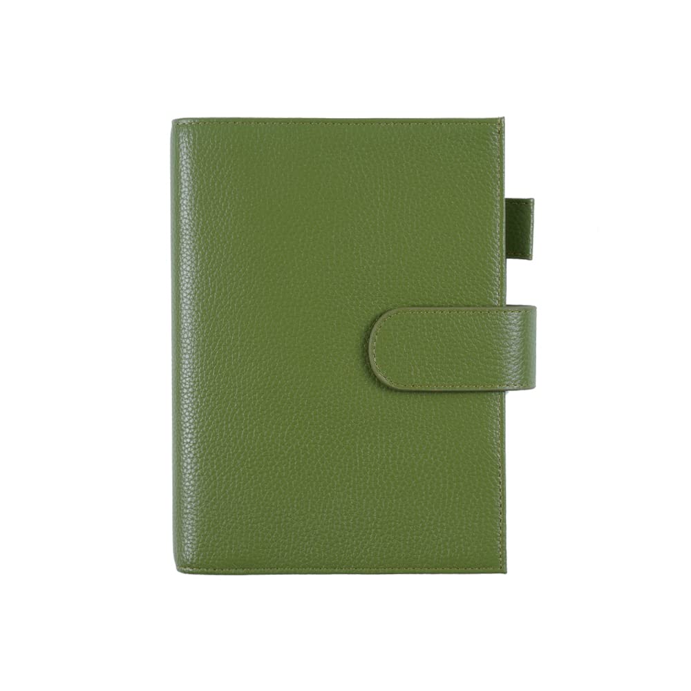 Moterm Leather Cover For Stalogy B6 - With Back Pocket, Pen Loop And Card Slots (Pebbled-Olive, B6+)
