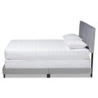 Baxton Studio Clare Queen Size Gray Velvet Panel Bed with Tufted Headboard