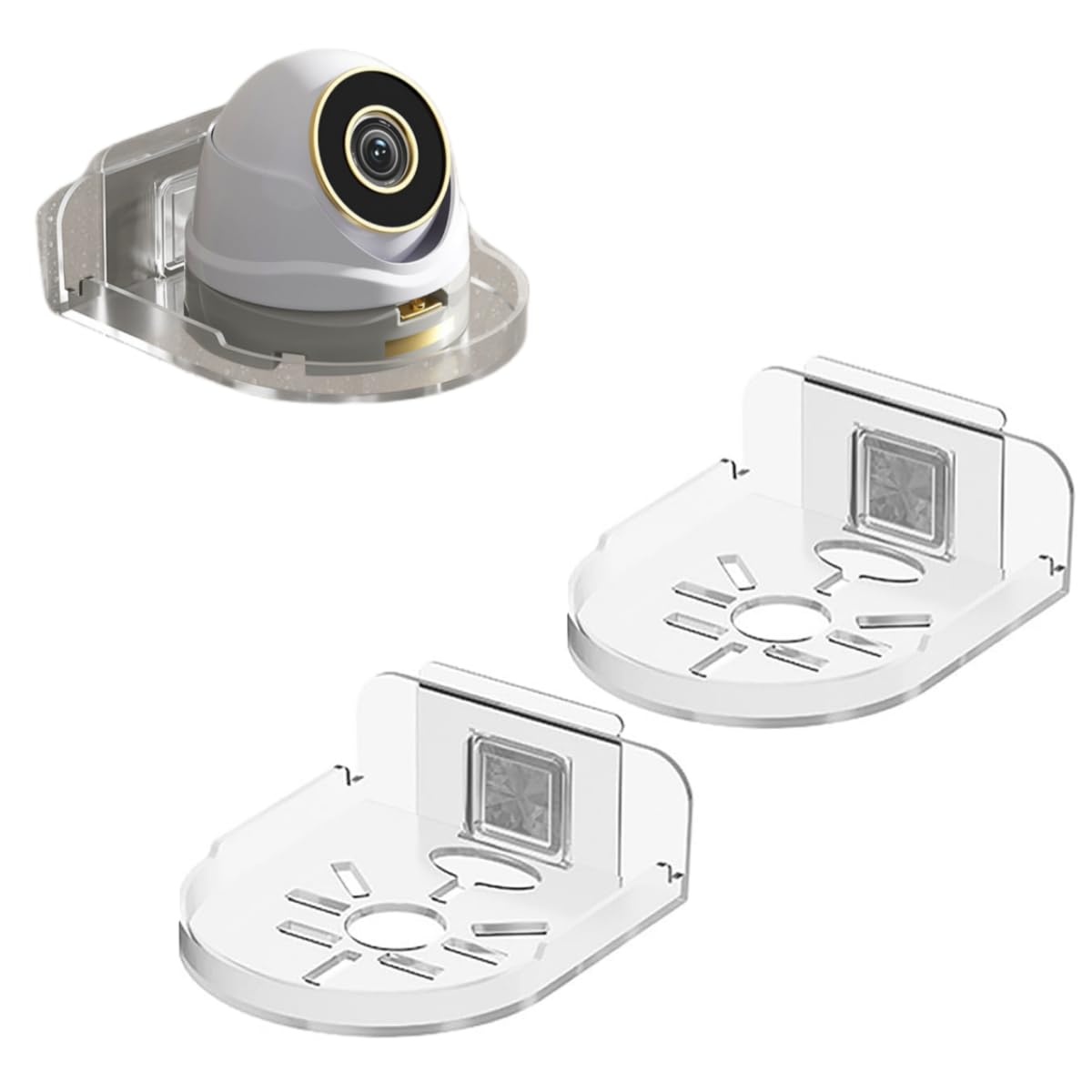 Jubobu Acrylic Small Wall Mount Floating Camera Shelf 2 Pack Baby Monitor Holder,Clear Mini Flexible Shelf for Bathroom, Bedroom