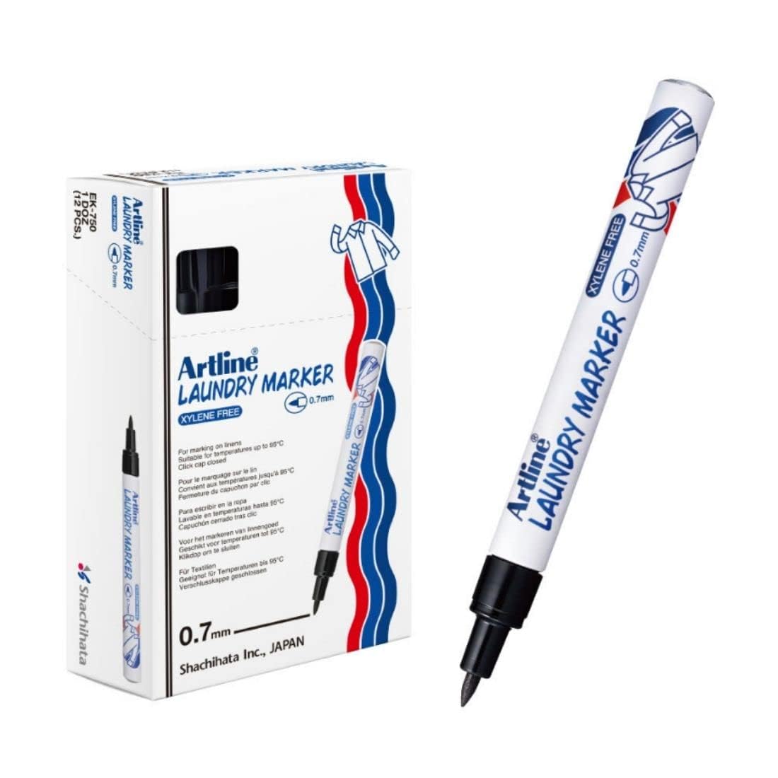 Artline Laundry Marker Black 750, 12 Pack