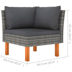 vidaXL 3-Piece Patio Lounge Set/Joyful Gray Poly Rattan Sofa Set with Solid Eucalyptus Wood Legs/Comes with Comfortable, Washable Anthracite Cushions for Relaxation