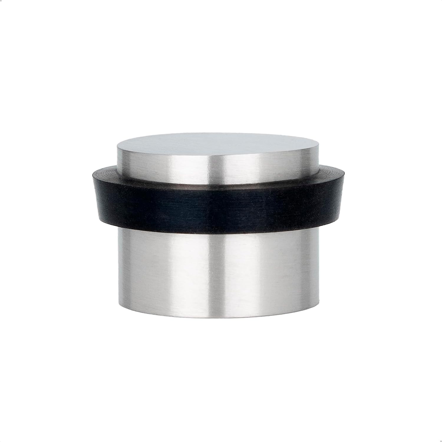 Evi | Adhesive Doorstop | 1.1' X 0.8' | Natural Silicone Black Rubber | Stainless Steel Matte Finish | Great Adherence | 100%