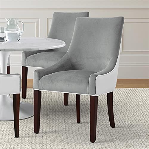 Comfort Pointe Jolie Smoke Gray And White Fabric Upholstered Dining Chair