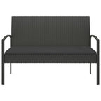 vidaXL Modern Black Patio Bench with Removable Cushion in Sturdy Poly Rattan and Powder-Coated Steel Frame - Ideal for Outdoor Living, Garden Seat with High Load Capacity
