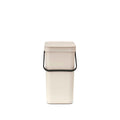 Brabantia Sort & Go Recycle Bin 3.2 Gallon/12L (Soft Beige), SpaceEfficient Recycle Container with Handle, Kitchen Garbage Can 