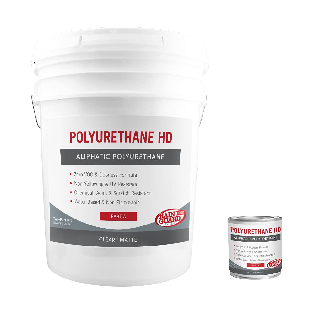 Rain Guard Water Sealers Pu-1401 Polyurethane Hd Isofree 2-Part Matte Finish Ready To Use Covering Up To 1200 Sq Ft On New And O