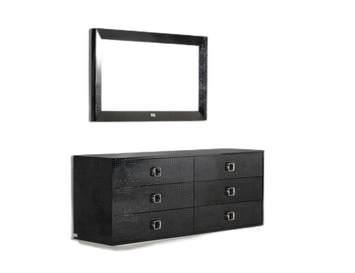 HomeRoots 26' Black Crocodile MDF Dresser