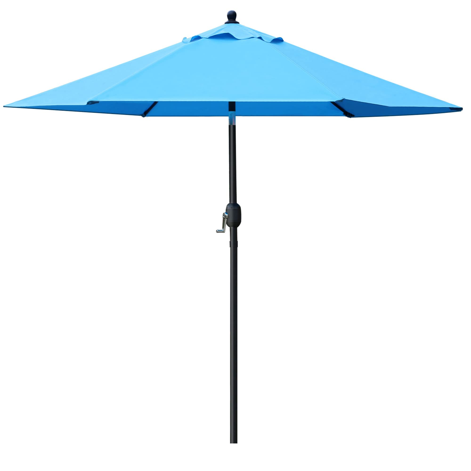 Sunnyglade 7.5' Patio Umbrella Outdoor Table Market Umbrella With Push Button Tilt/Crank, 6 Ribs (Blue)