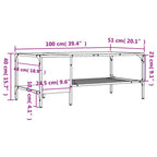 vidaXL Black Coffee Table with Rack - Elegant Sofa Table for Living Room with Side Storage Rack and Adjustable Feet - Engineered Wood and Metal Frame.