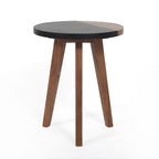 Steve Silver, Mid-Century Modern Acacia Wood Slate Veneer, Brass Inlay, Natural Matte Finish, Brown End Table, 16 x 16 x 20.75