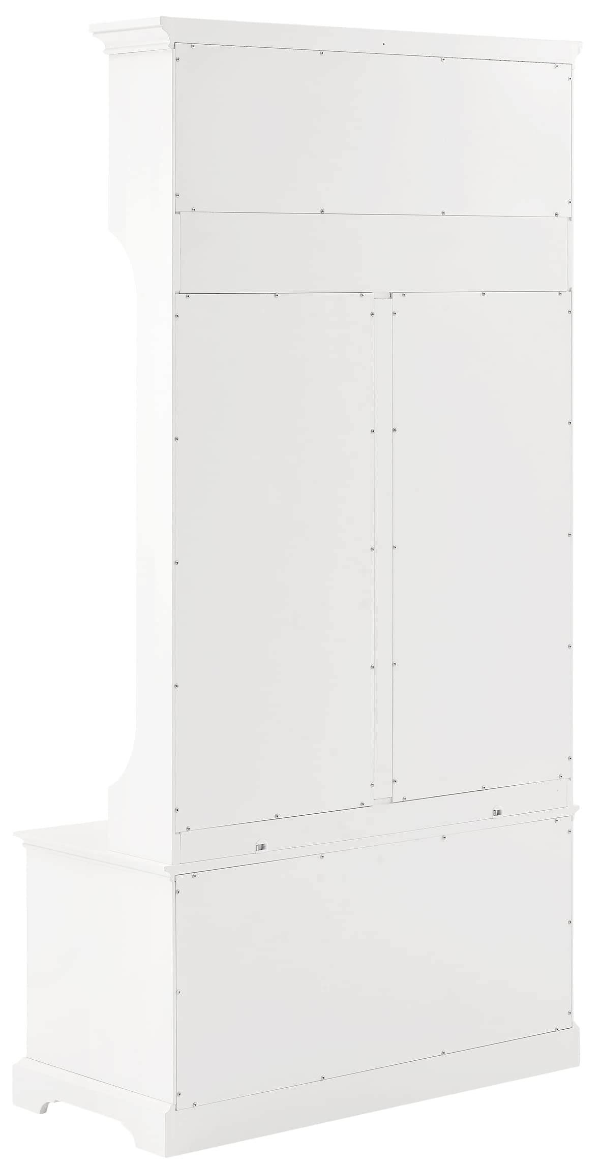 Crosley Furniture Sarah Hall Tree With Shoe Rack Bench And Coat Hooks For Hanging Storage, White