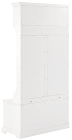 Crosley Furniture Sarah Hall Tree With Shoe Rack Bench And Coat Hooks For Hanging Storage, White
