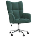 vidaXL Recliner Chair with Wheels Rotatable Height Adjustable TV Chair Upholstered Chair Relaxing Chair Wing Chair Living Room Dark Green Velvet, 328163