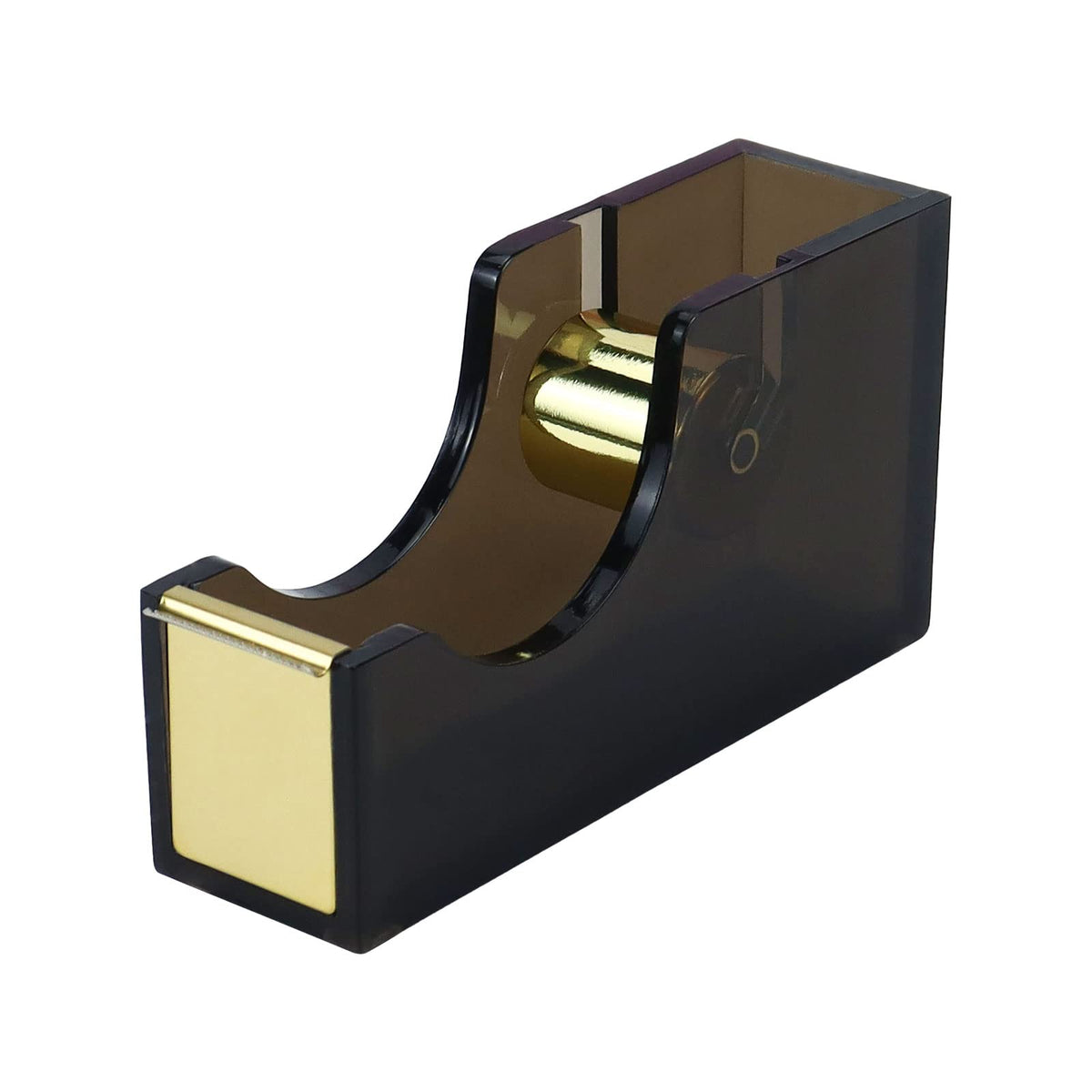 Multibey Black & Gold Tape Dispenser, Black Acrylic Tape Dispenser Desk Stylish Tape Holder 1' Core, Black And Gold Office Supp
