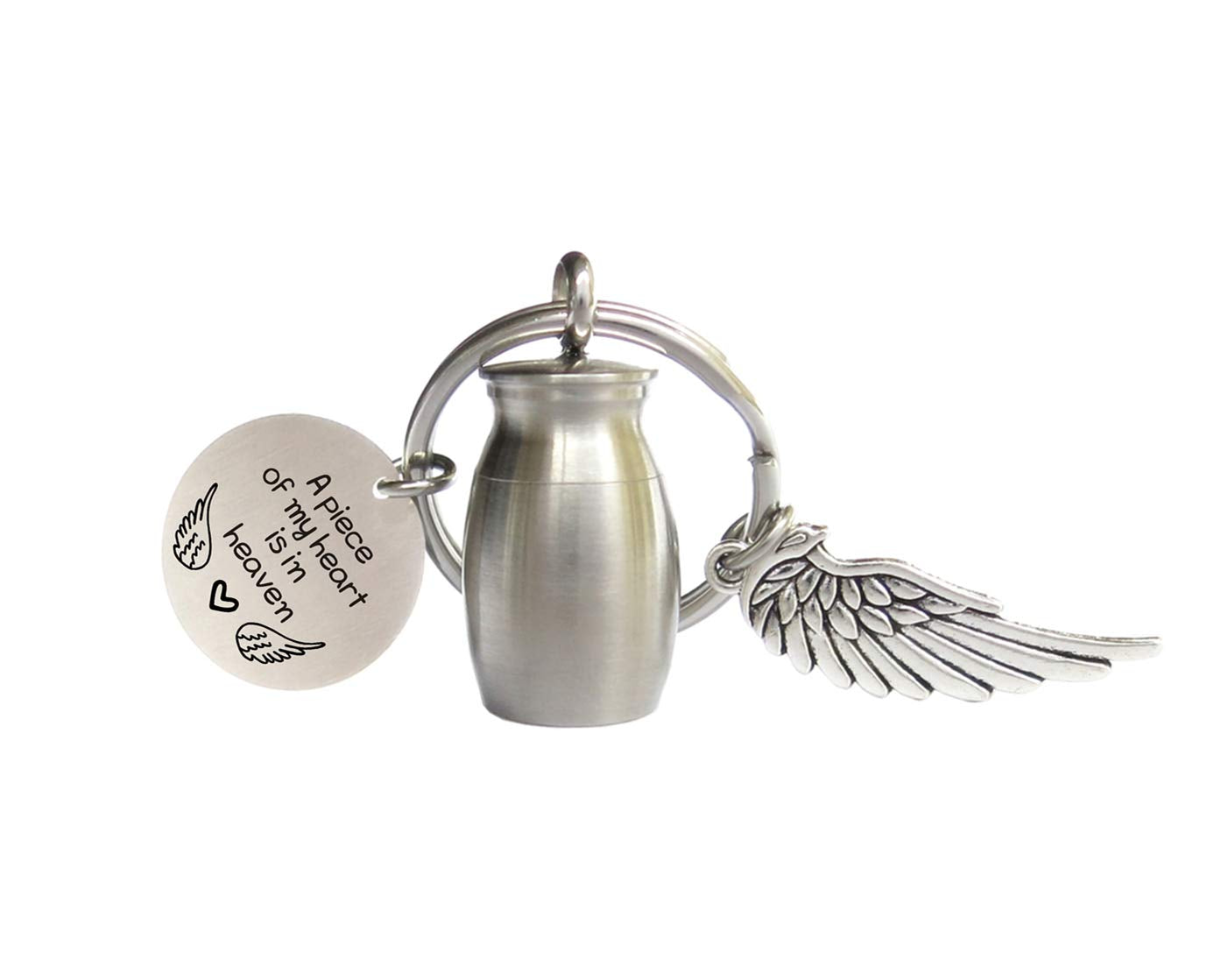 Small Cremation Urn Memorial Keychain A Piece of My Heart is in Heaven Mini Ashes Holder Key Chain Ashes Keepsake Remembrance in