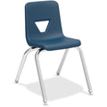 Lorell 16" Seat-Height Student Stacking Chairs, Navy, 4 Count