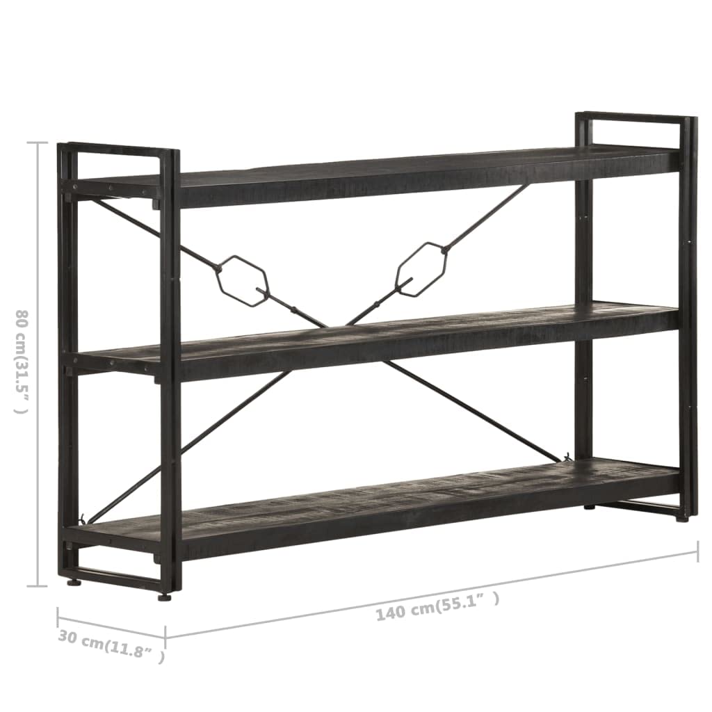 Furniking 3-Tier Bookcase Black 55.1&quot;x11.8&quot;x31.5&quot; Solid Mango Wood