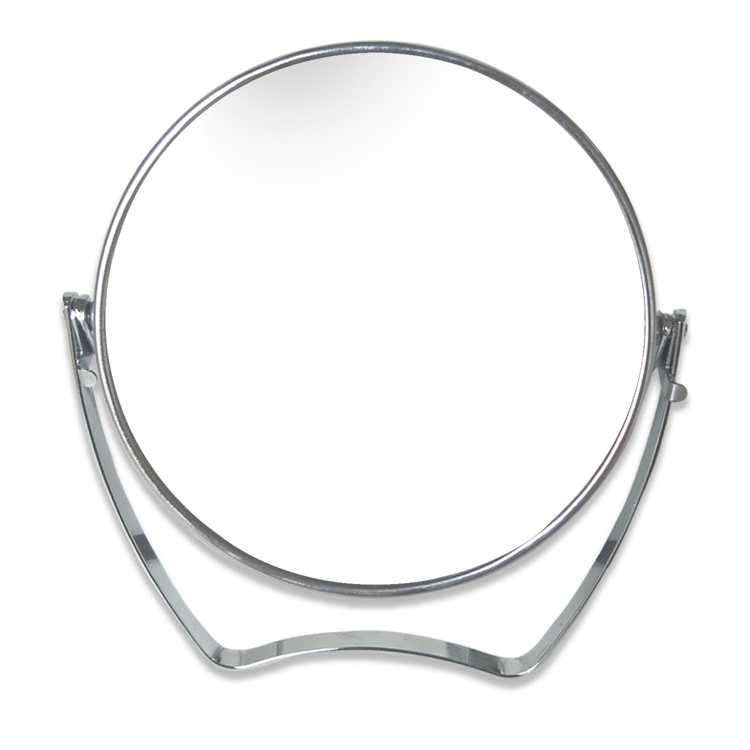 WMugthome Two-Sided Portable Transparent & Round Makeup/Travel Mirror with 1X and 3X Magnification 4-In/6-in with Handle (Silver