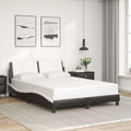 vidaXL Full Faux Leather Bed Frame with Headboard - Black/White - 53.9x74.8 - Modern Waved Design - Plywood Slats & Foam Headboard