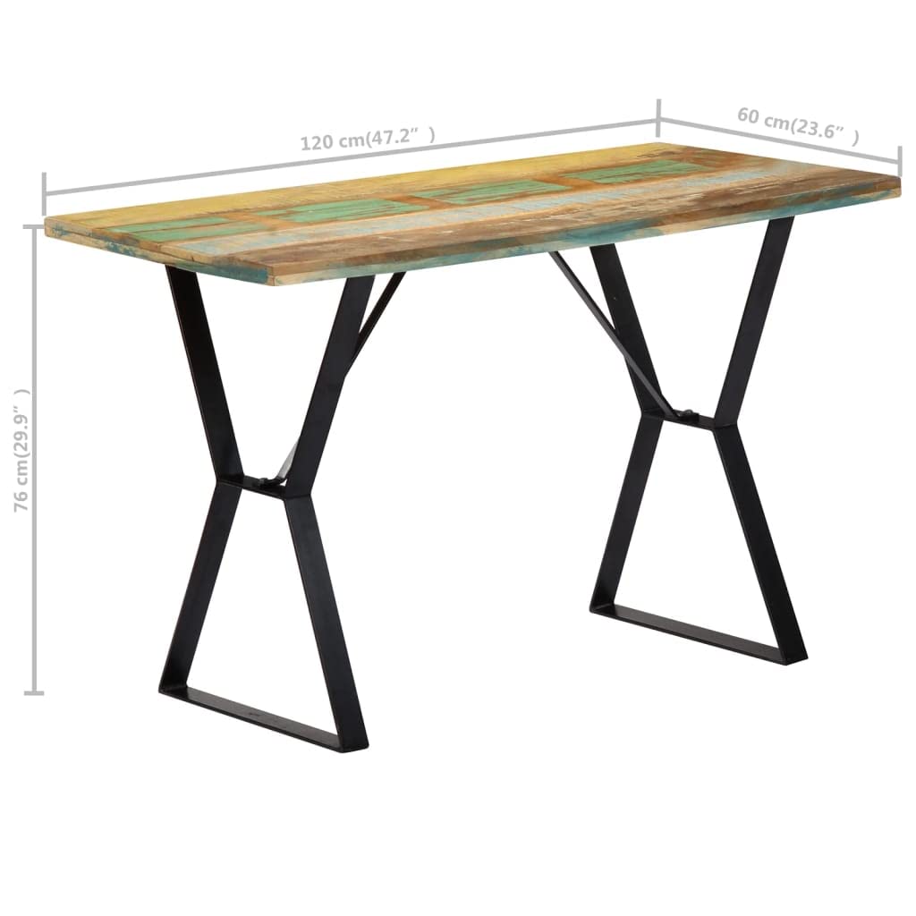 vidaXL Industrial Style Dining Table - Rectangular, Solid Mango Wood and Powder-Coated Iron, Brown and Black, Polished & Lacquered